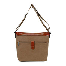 Sac bimatière en similicuir et toile avec poche zippée avant