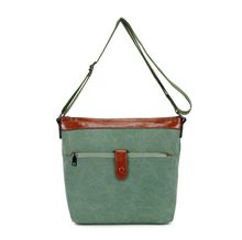 Sac bimatière en similicuir et toile avec poche zippée avant