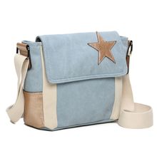 Sac bandoulière canvas et PU avec détails contrastés et étoile