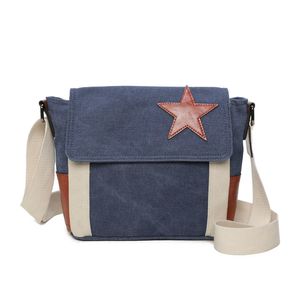 Sac bandoulière canvas et PU avec détails contrastés et étoile