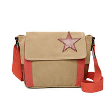 Sac bandoulière canvas et PU avec détails contrastés et étoile