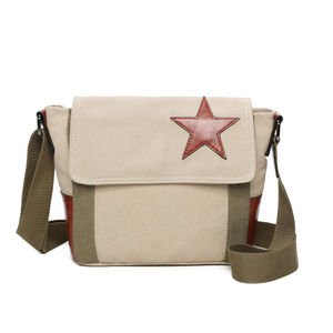 Sac bandoulière canvas et PU avec détails contrastés et étoile