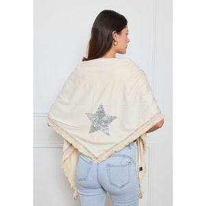 Cape à frange avec grande étoile en sequins au dos