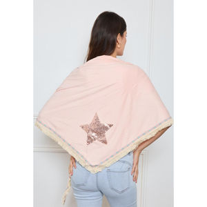 Cape à frange avec grande étoile en sequins au dos