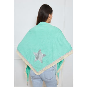 Cape à frange avec grande étoile en sequins au dos