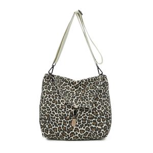 Sac bandoulière réalisé en toile avec rabat asymétrique