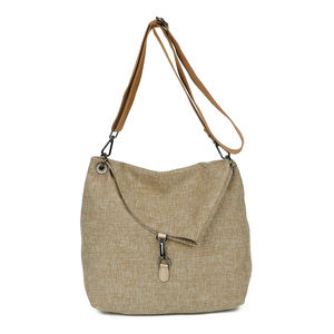 Sac bandoulière réalisé en toile avec rabat asymétrique