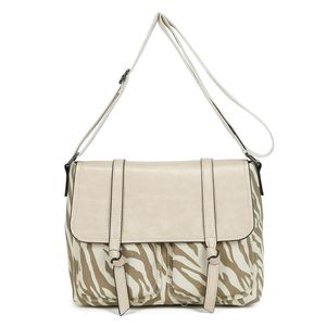 Sac bandoulière bimatière en toile et PU à motif animalier