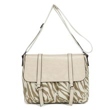 Sac bandoulière bimatière en toile et PU à motif animalier