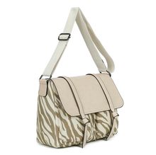 Sac bandoulière bimatière en toile et PU à motif animalier