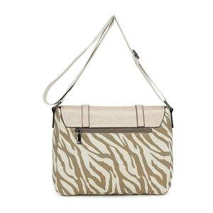 Sac bandoulière bimatière en toile et PU à motif animalier