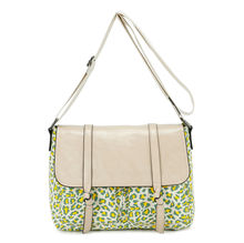 Sac bandoulière bimatière en toile et PU à motif animalier