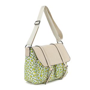 Sac bandoulière bimatière en toile et PU à motif animalier