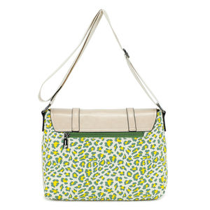 Sac bandoulière bimatière en toile et PU à motif animalier