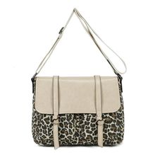 Sac bandoulière bimatière en toile et PU à motif animalier