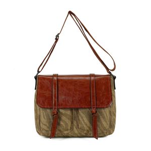 Sac bandoulière bimatière en toile et PU à motif animalier