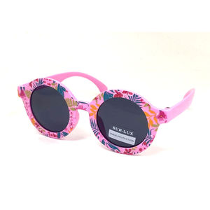 Lunettes de soleil fille de forme ronde ornée d'un motif floral joyeux