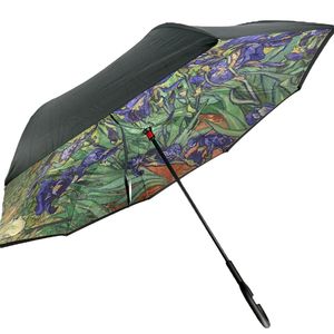 Parapluie inversé avec un imprimé floral iris