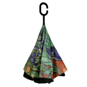 Parapluie inversé avec un imprimé floral iris