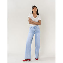 Jean Wide Leg taille haute en denim de coton stretch