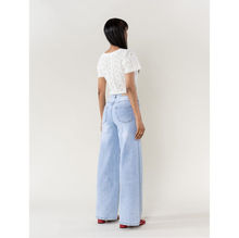 Jean Wide Leg taille haute en denim de coton stretch