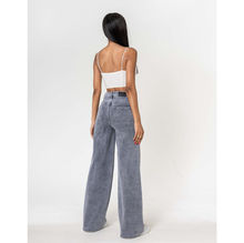 Jean Wide Leg taille haute en denim de coton stretch