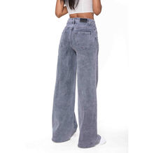 Jean Wide Leg taille haute en denim de coton stretch