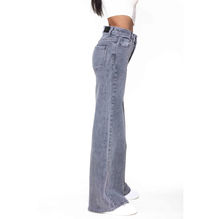 Jean Wide Leg taille haute en denim de coton stretch