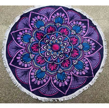 Tapis de plage rond imprimé fantaisie avec franges décoratives