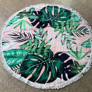 Tapis de plage rond imprimé fantaisie avec franges décoratives