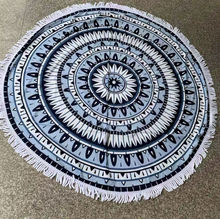 Tapis de plage rond imprimé fantaisie avec franges décoratives