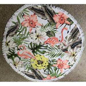 Tapis de plage rond imprimé fantaisie avec franges décoratives