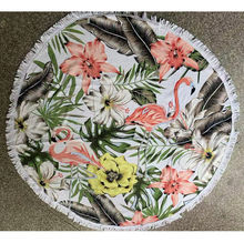 Tapis de plage rond imprimé fantaisie avec franges décoratives