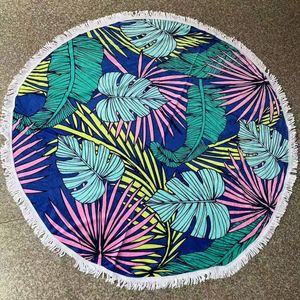 Tapis de plage rond imprimé fantaisie avec franges décoratives