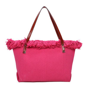 Cabas zippé "Libre comme l'air" et un oiseau accentué par des franges