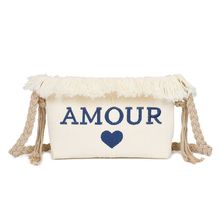 Pochette en toile zippée "Amour ♥" à bandoulière en corde tressée