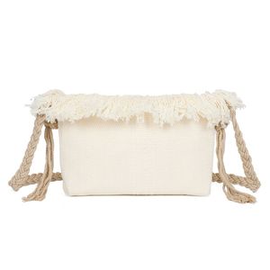 Pochette en toile zippée "Amour ♥" à bandoulière en corde tressée