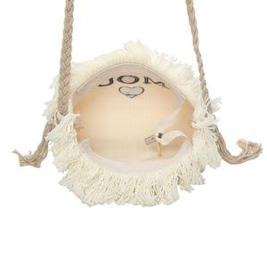 Pochette en toile zippée "Amour ♥" à bandoulière en corde tressée