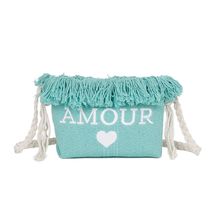 Pochette en toile zippée "Amour ♥" à bandoulière en corde tressée