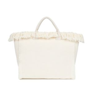 Cabas zippé "Amour is French" orné d'une bordure de franges