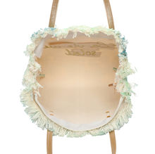 Cabas zippé motif tie-dye à broderie "La vie au soleil" et bords frangés