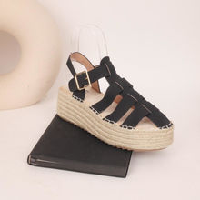 Mules à plateforme en corde tressée à boucles taille 36-41