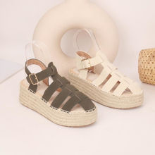 Mules à plateforme en corde tressée à boucles taille 36-41