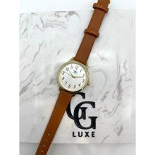 Montre ronde dorée avec cadran blanc 37 mm en chiffres arabes