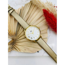 Montre ronde dorée avec cadran blanc 37 mm en chiffres arabes