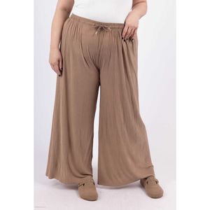 Pantalon palazzo grande taille plissé à taille élastiquée et cordon