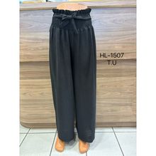 Pantalon ample à taille haute smockée avec une ceinture à nouer