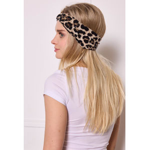 Bandeau avec twist frontal sublimé d'imprimé léopard