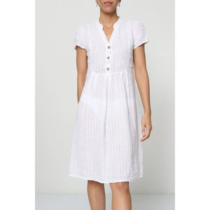 Robe 100 % Lin à Fines Rayures – Élégance Naturelle au Quotidien