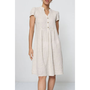 Robe 100 % Lin à Fines Rayures – Élégance Naturelle au Quotidien